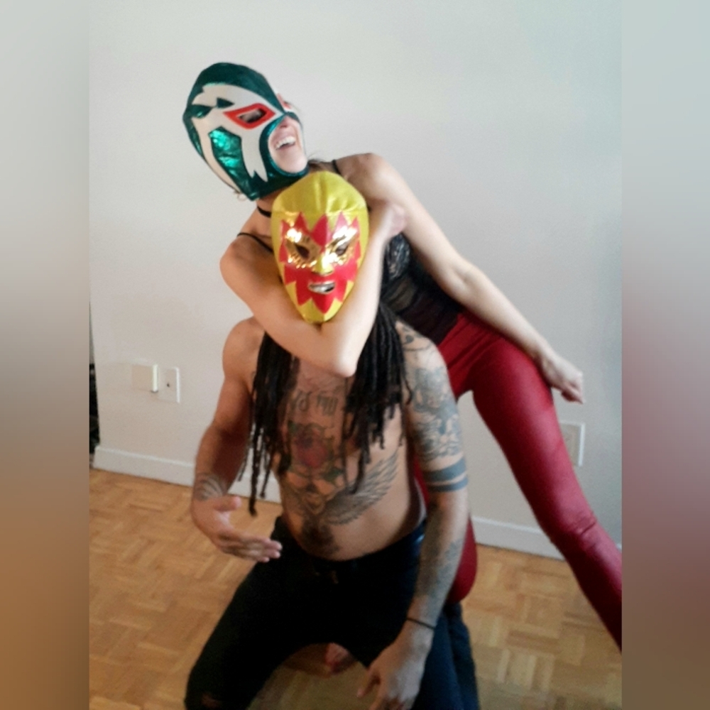 Lucha Libre luchador mask in vibrant green, white, and red - Picture 3 of 14